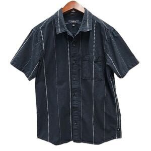 Roark Mens Journey Stripes Short Sleeve Shirt Sz S Black Button-Up Huckberry